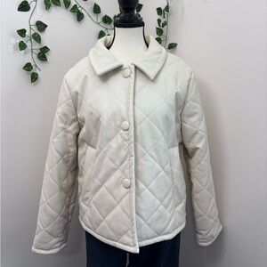 NVLT Cream Quilted Button Up Jacket with Sleek Design, Spring
